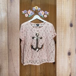 Pink Lace Anchor Top 👕